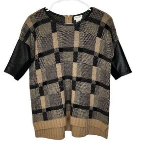 Club Monaco Black and Tan Plaid Sweater